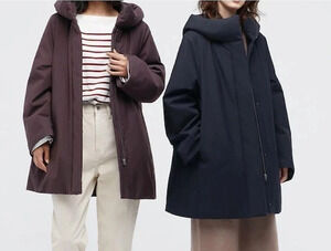 Uniqlo Hybrid Down Short Coat Wine Red Women's Lightweight Jacket Size L